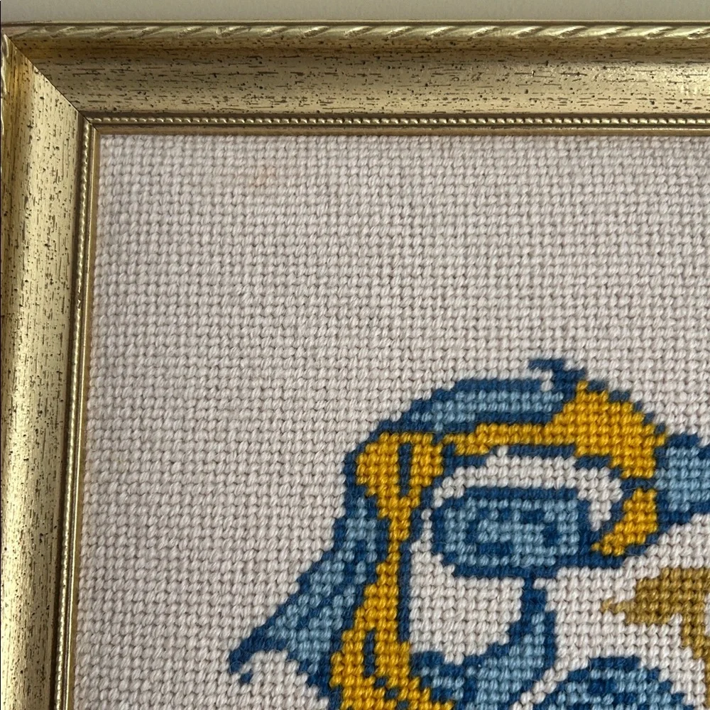 Stunning Emerson Crest Cross Stitch Professionally Framed 20.5” W x 18.5” Tall